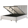 Beliani-SEZANNE -Bed met opbergruimte-Lichtgrijs-160 x 200 cm-Fluweel