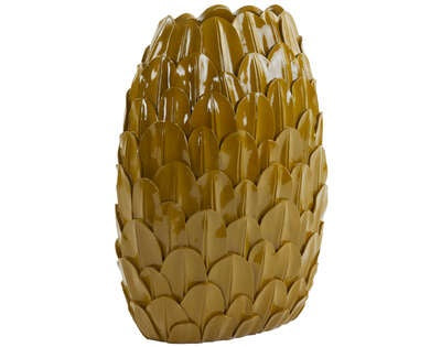 Light & Living Light&living Vaas deco 28,5x19x40 cm FEDER okergeel