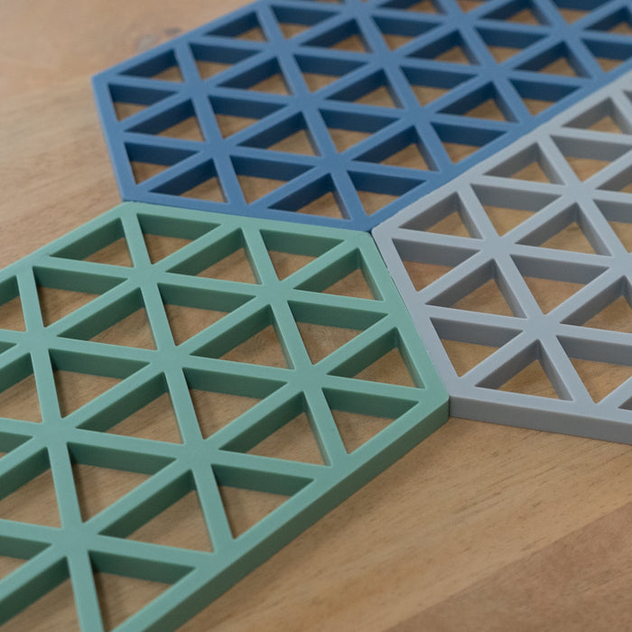 Krumble Siliconen pannenonderzetter Hexagon lang - Blauw - Set van 2