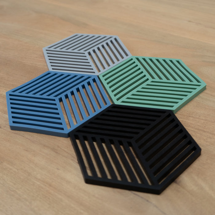 Krumble Siliconen pannenonderzetter Hexagon lang - Zwart - Set van 4