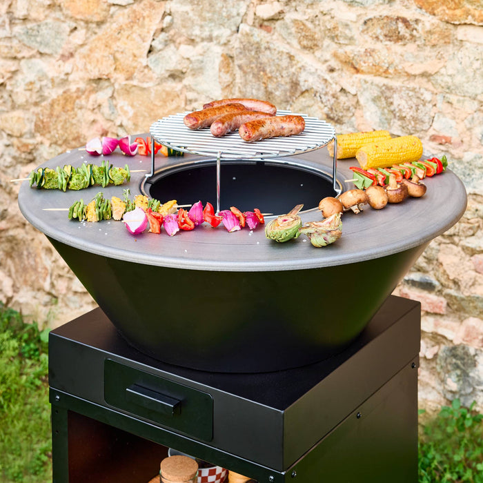 sweeek - Vuurkorf barbecue Ø81,5cm, grillrooster, houtopslag