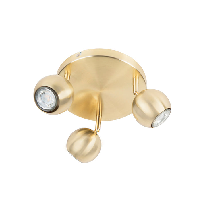 QAZQA Retro ronde spot messing met plafondplaat 3-lichts - Gissi