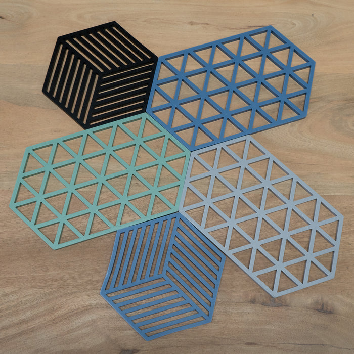 Krumble Pannenonderzetter Hexagon - Blauw - 16 x 14 cm