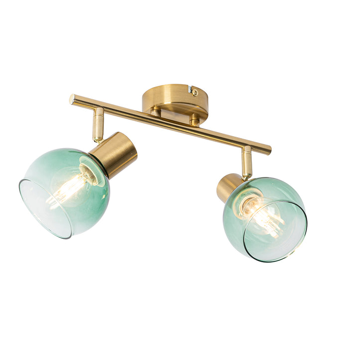 QAZQA Art Deco spot goud met groen glas 2-lichts - Vidro