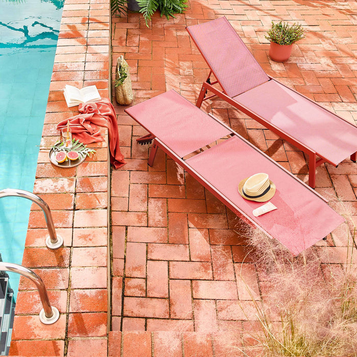 sweeek - Ligstoelen met meerdere posities textileen en metaal (set van