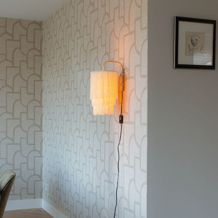 QAZQA Oosterse wandlamp goud crème kap met franjes - Franxa