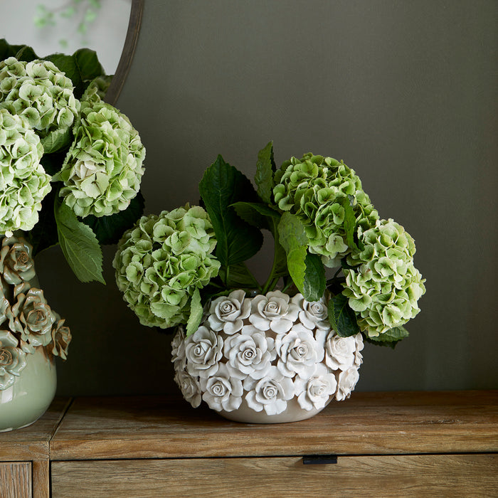 Riviera Maison Vaas Wit - Rose - Aardewerk (ØxH) 30x20