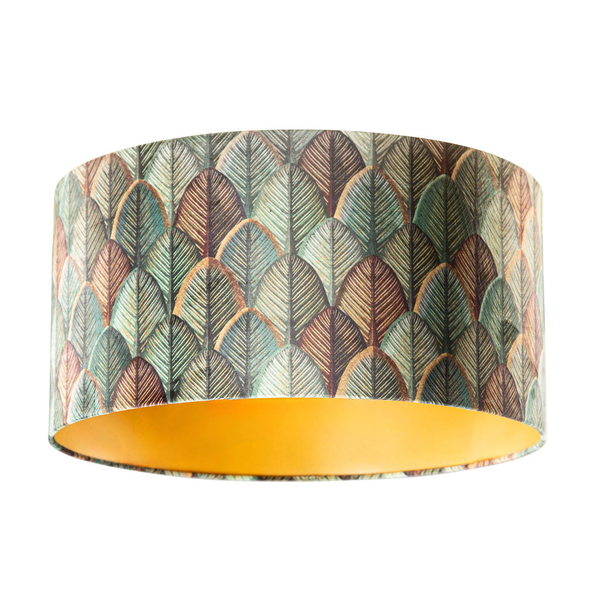 QAZQA Velours lampenkap blad dessin met gouden binnenkant 50|50|25
