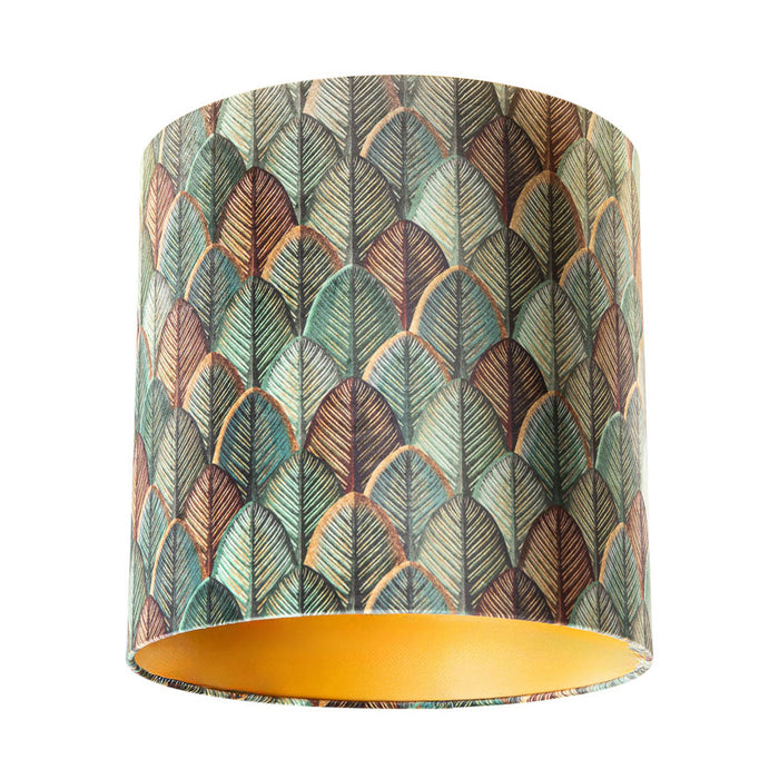 QAZQA Velours lampenkap blad dessin met gouden binnenkant 40|40|40