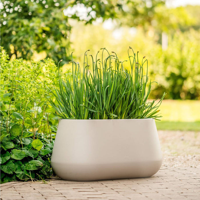 Elho Pure Cone Long Wheels 75 - Beige - L 74 x B  x H 36 cm - Binnen en Buiten - 100% gerecycled