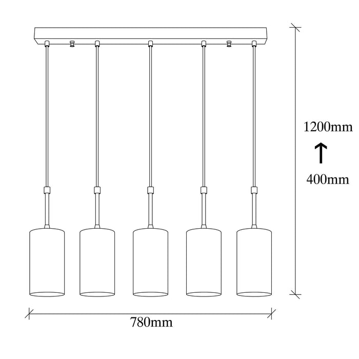 Opviq Hanglamp eettafel Oscar 5-lichts