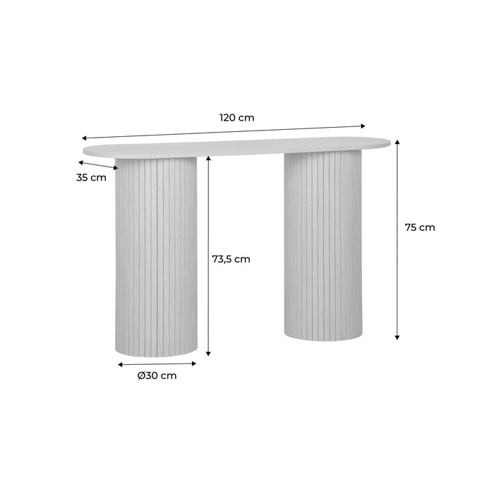 sweeek - Scandinavische ovale sidetable met groeven effect hout