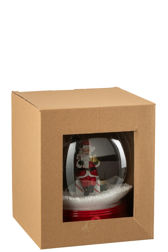 J-Line decoratie Sneeuwbol Kerstman - polyresin - mix - LED lichtjes