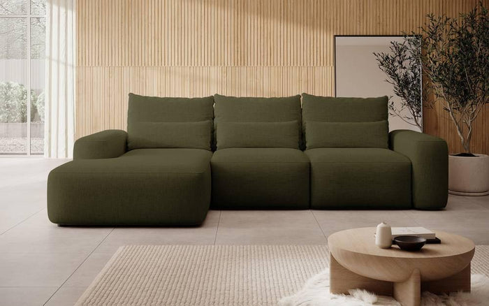 NADUVI Collection Hoekbank met slaapfunctie Calvados links chenille