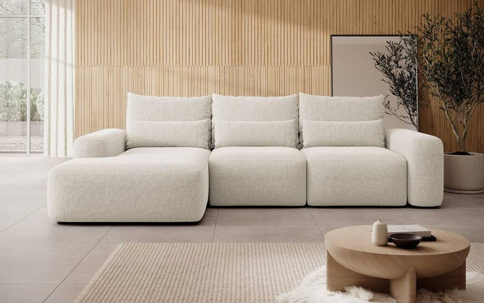 NADUVI Collection Hoekbank met slaapfunctie Calvados links chenille