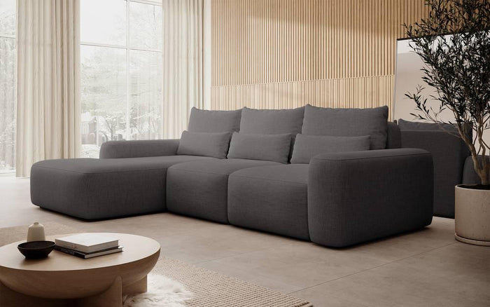 NADUVI Collection Hoekbank met slaapfunctie Calvados links chenille