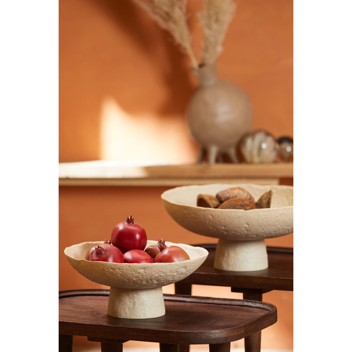 Light&living Schaal op voet Ø31x15,5 cm OTA zand+licht bruin gespik...