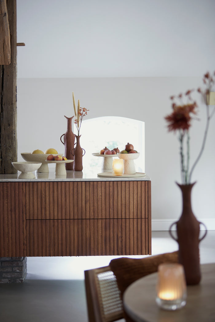 Light&living Schaal op voet 31x30,5x16 cm OTA zand+licht bruin gesp...