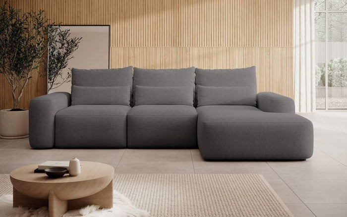 NADUVI Collection Hoekbank met slaapfunctie Calvados rechts chenille