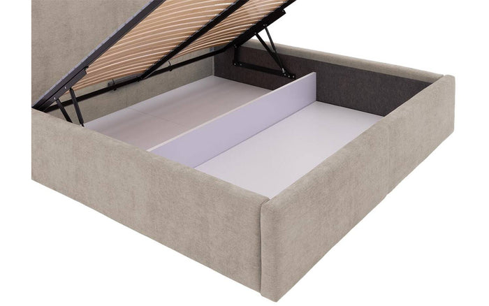 Goossens Bedframe Mysen Storage - 160 x 200 - Stof fijn geweven taupe