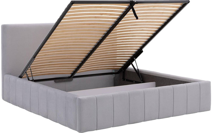 Goossens Bedframe Carte - 180 x 200 - Velours lichtgrijs 24 - Fluweel