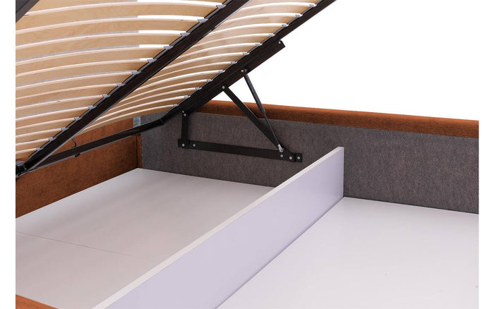 Goossens Bedframe Mysen Storage - 160 x 200 - Stof fijn geweven brique