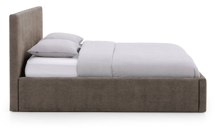 Goossens Bedframe Mysen Storage - 140 x 200 - Stof fijn geweven bruin