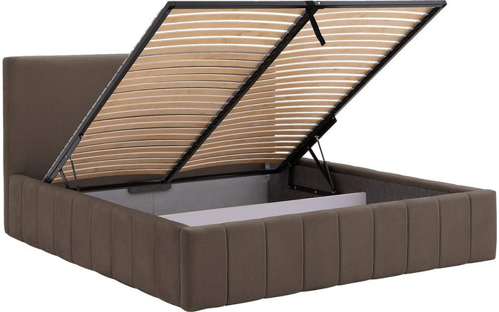 Goossens Bedframe Carte - 180 x 200 - Velours middenbruin 5 - Fluweel