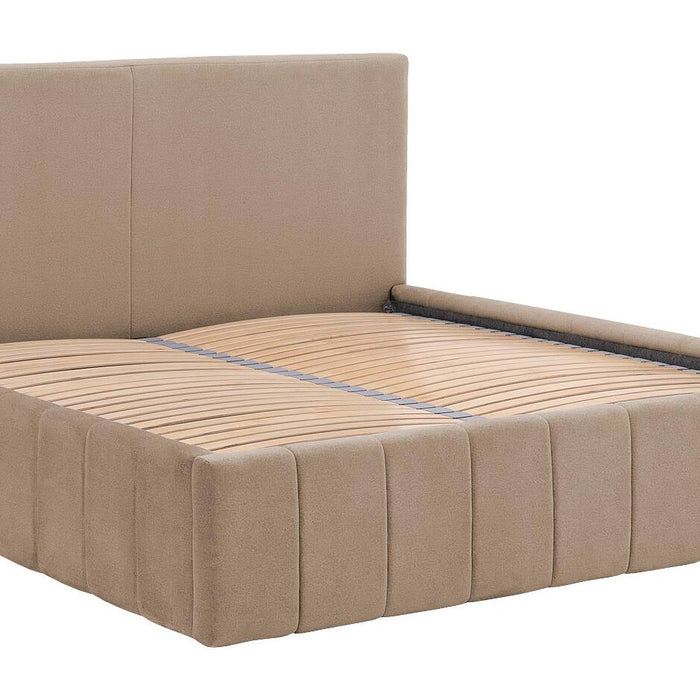 Goossens Bedframe Carte - 140 x 200 - Velours lichtbruin beige 6 -