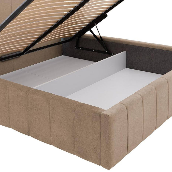 Goossens Bedframe Carte - 140 x 200 - Velours lichtbruin beige 6 -
