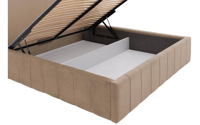 Goossens Bedframe Carte - 140 x 200 - Velours lichtbruin beige 6 -