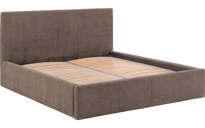 Goossens Bedframe Mysen Storage - 160 x 200 - Stof fijn geweven bruin