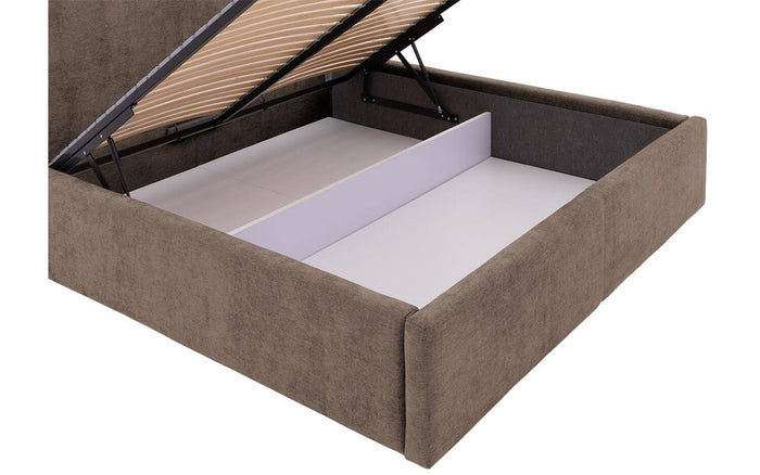 Goossens Bedframe Mysen Storage - 160 x 200 - Stof fijn geweven bruin