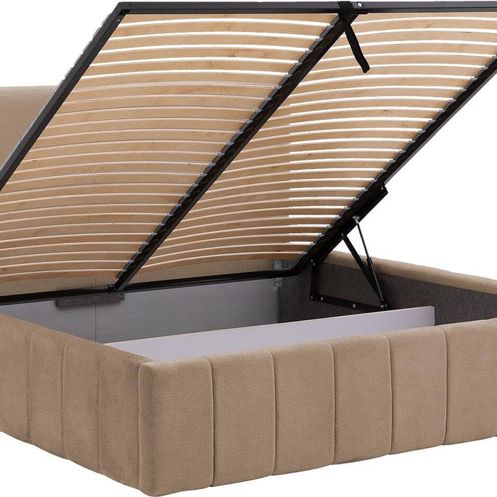Goossens Bedframe Carte - 140 x 200 - Velours lichtbruin beige 6 -
