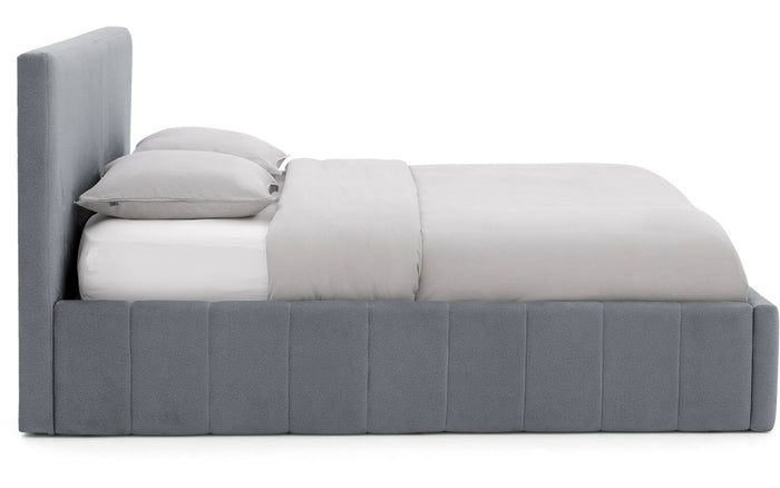 Goossens Bedframe Carte - 140 x 200 - Velours middengrijs 23 - Fluweel