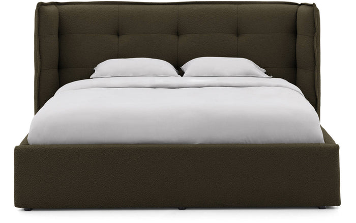 Goossens Gestoffeerd Bedframe Canon - 180 x 200 - Stof boucle bosgroen