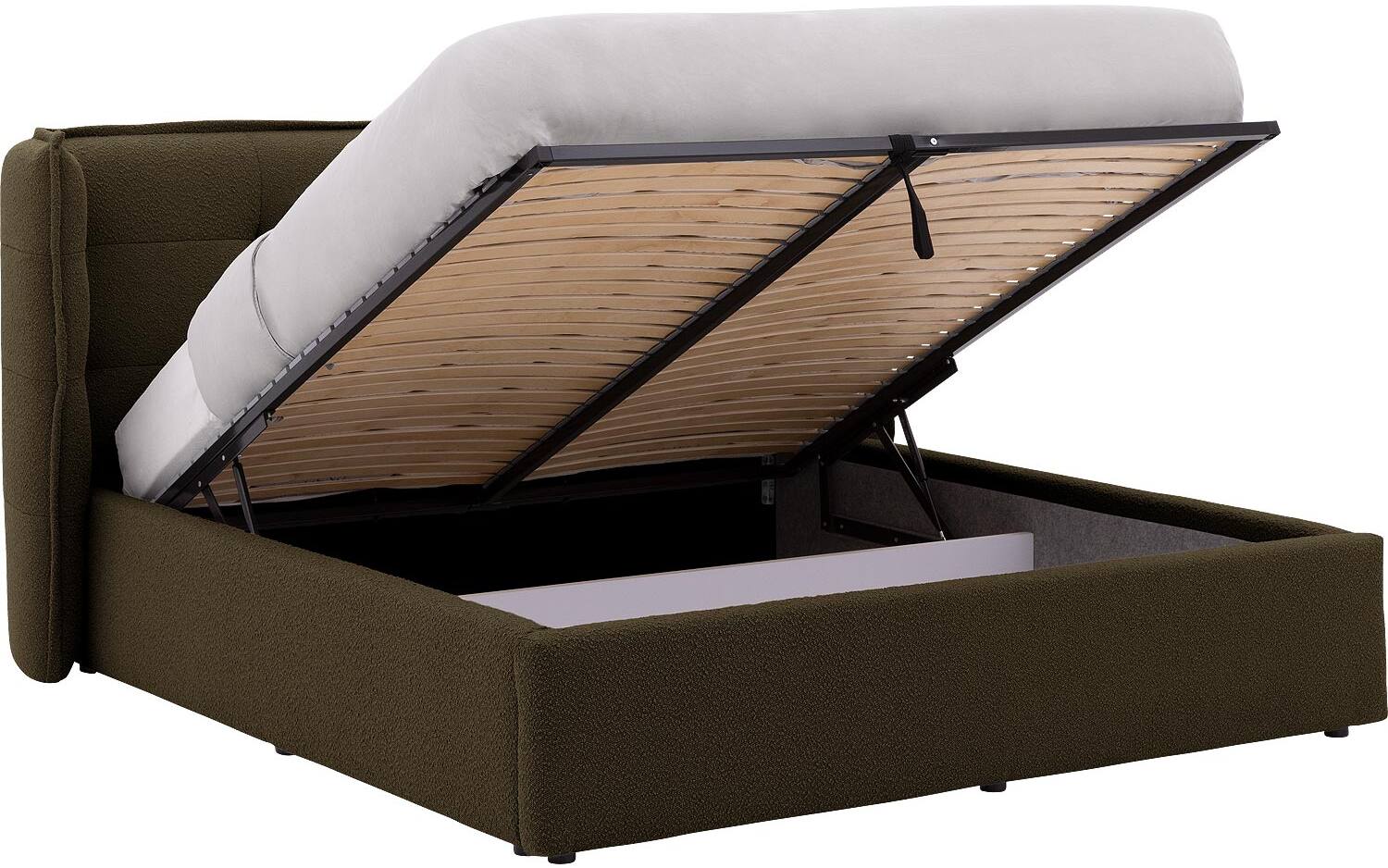 Goossens Gestoffeerd Bedframe Canon - 140 x 200 - Stof boucle bosgroen