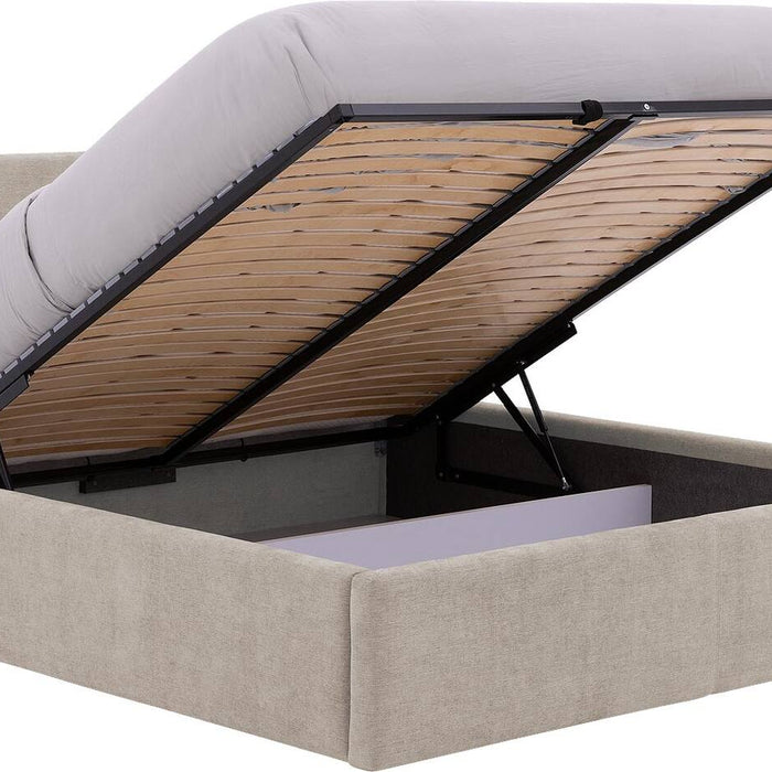 Goossens Bedframe Mysen Storage - 140 x 200 - Stof fijn geweven taupe