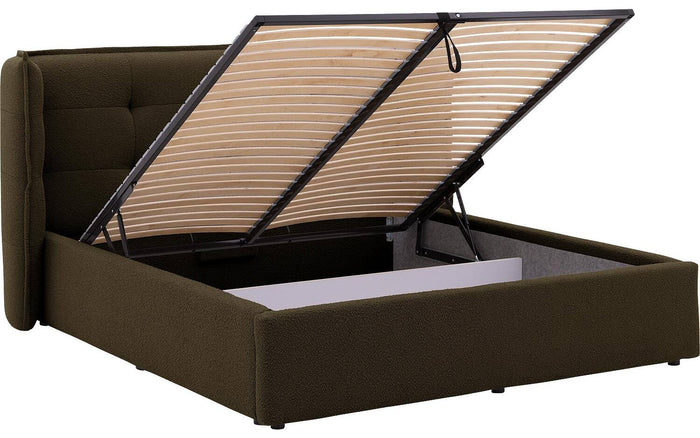 Goossens Gestoffeerd Bedframe Canon - 140 x 200 - Stof boucle bosgroen