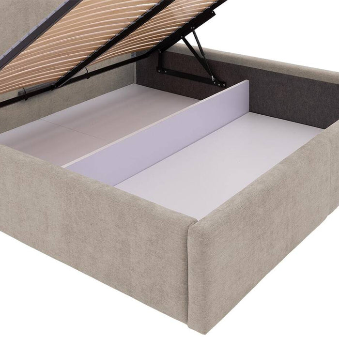 Goossens Bedframe Mysen Storage - 140 x 200 - Stof fijn geweven taupe