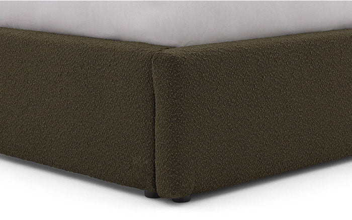 Goossens Gestoffeerd Bedframe Canon - 140 x 200 - Stof boucle bosgroen