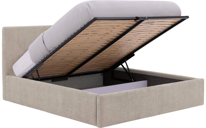 Goossens Bedframe Mysen Storage - 180 x 200 - Stof fijn geweven taupe
