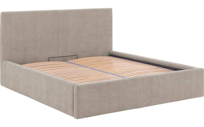 Goossens Bedframe Mysen Storage - 180 x 200 - Stof fijn geweven taupe
