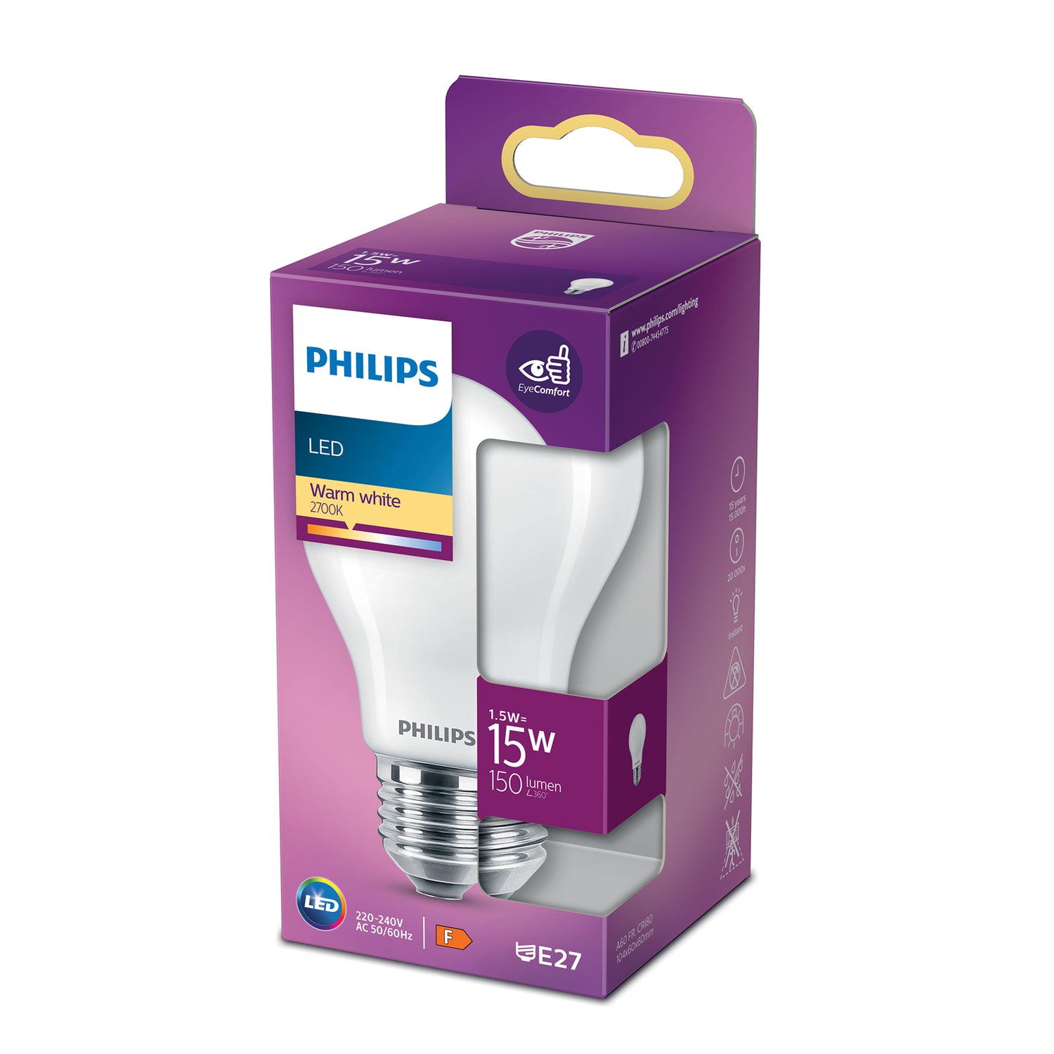 Philips LED Lamp Mat - 15 W - E27 - warmwit licht