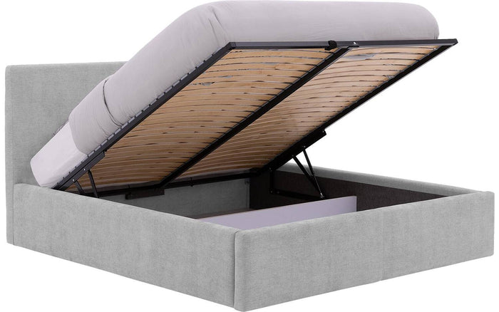 Goossens Bedframe Mysen Storage - 140 x 200 - Stof fijn geweven grijs