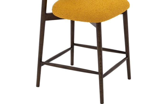 Goossens Counterstoel Diede, Counterstoel - geel Bouclé zonder