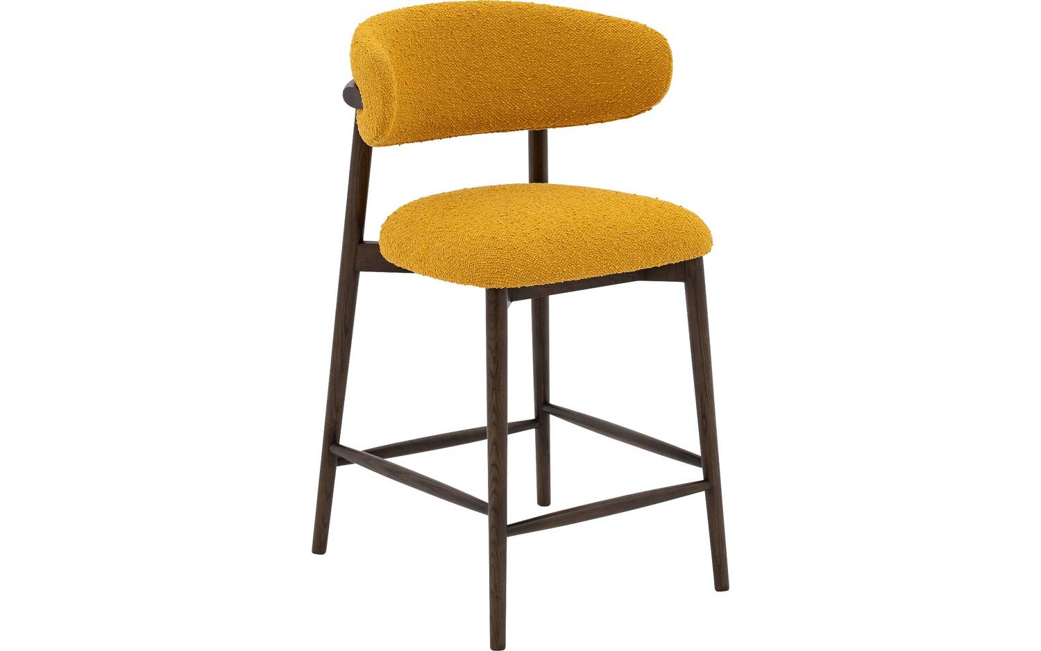 Goossens Counterstoel Diede, Counterstoel - geel Bouclé zonder