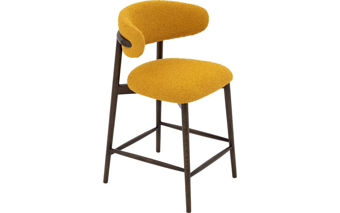 Goossens Counterstoel Diede, Counterstoel - geel Bouclé zonder