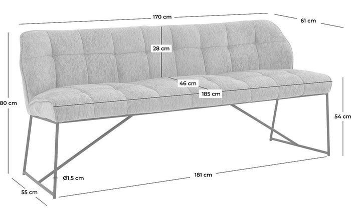 Goossens Eetkamerbank Ronnie, 185 cm breed