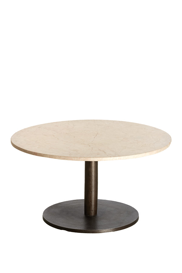 Light&living Salontafel Ø76x36 cm PAZO zand-roze marmer+donker bruin